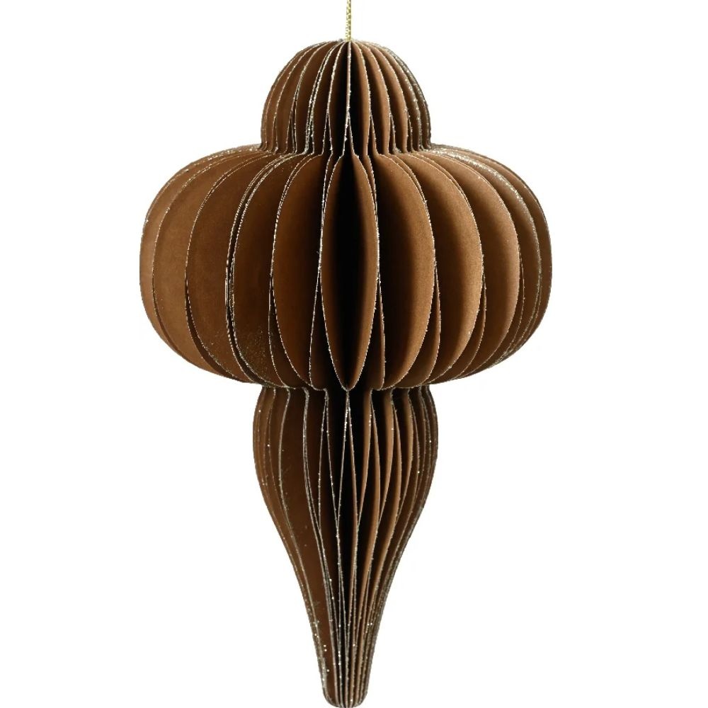 Papieren kerstbal | ornament | bruin | 20cm