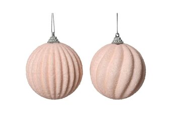 Kerstbal | foam | op draad | 2 stuks | poederroze