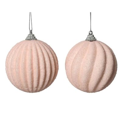 Kerstbal | foam | op draad | 2 stuks | poederroze