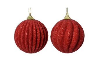 Kerstbal | foam | op draad | 2 stuks | kerstrood