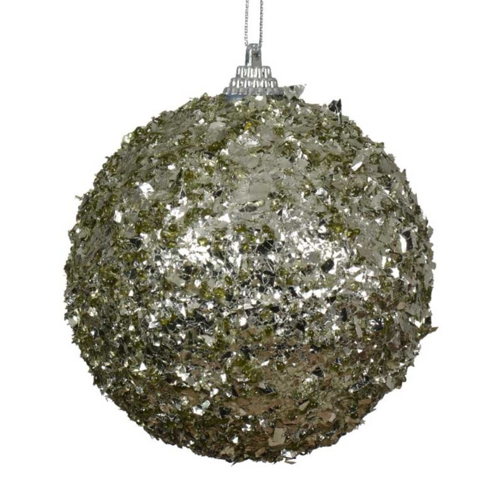 Gedecoreerde kerstbal ø10cm | foam | rosemarijn