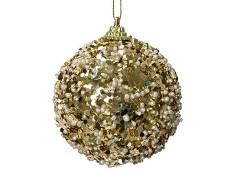 Gedecoreerde kerstbal ø8cm | foam | licht goud