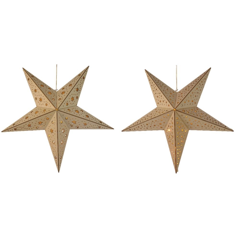 Ster kersthanger | hout | LED/warm wit | 40cm