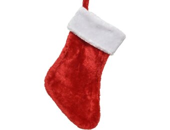 Kerst kous van polyester | rood/wit | 40cm