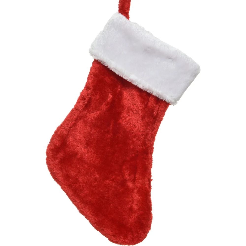 Kerst kous van polyester | rood/wit | 40cm