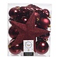 Decoris Kerstballen mixbox met piek 33-delig | ossenbloed | kunststof/onbreekbaar | diverse maten