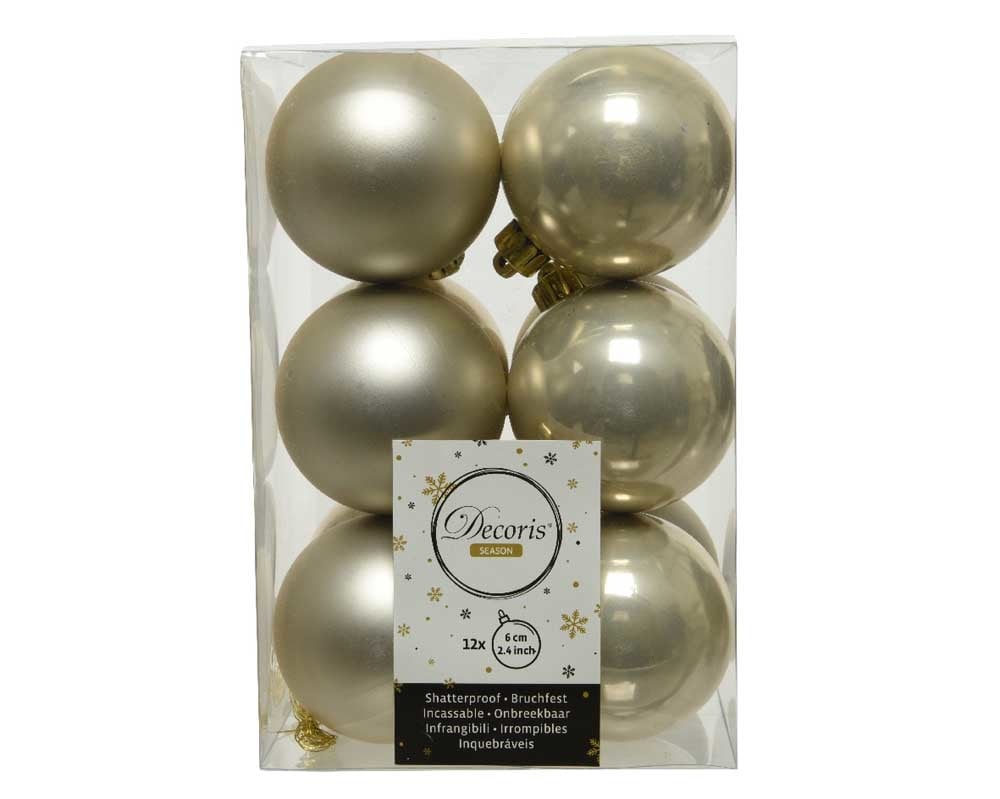 Kerstballen set 12-delig | parel | kunststof/onbreekbaar | 6cm