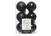 Kerstballen set 12-delig | zwart | kunststof/onbreekbaar | 6cm