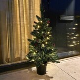 Creston twee kerstboompjes + krans 90xø45cm | groen met 85 LED lampjes  | set van 3 | voordeur versiering