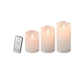 LED kaars | wax | wit/warm wit met bewegend lampje | ø7,5x15 / 12,5 / 10cm