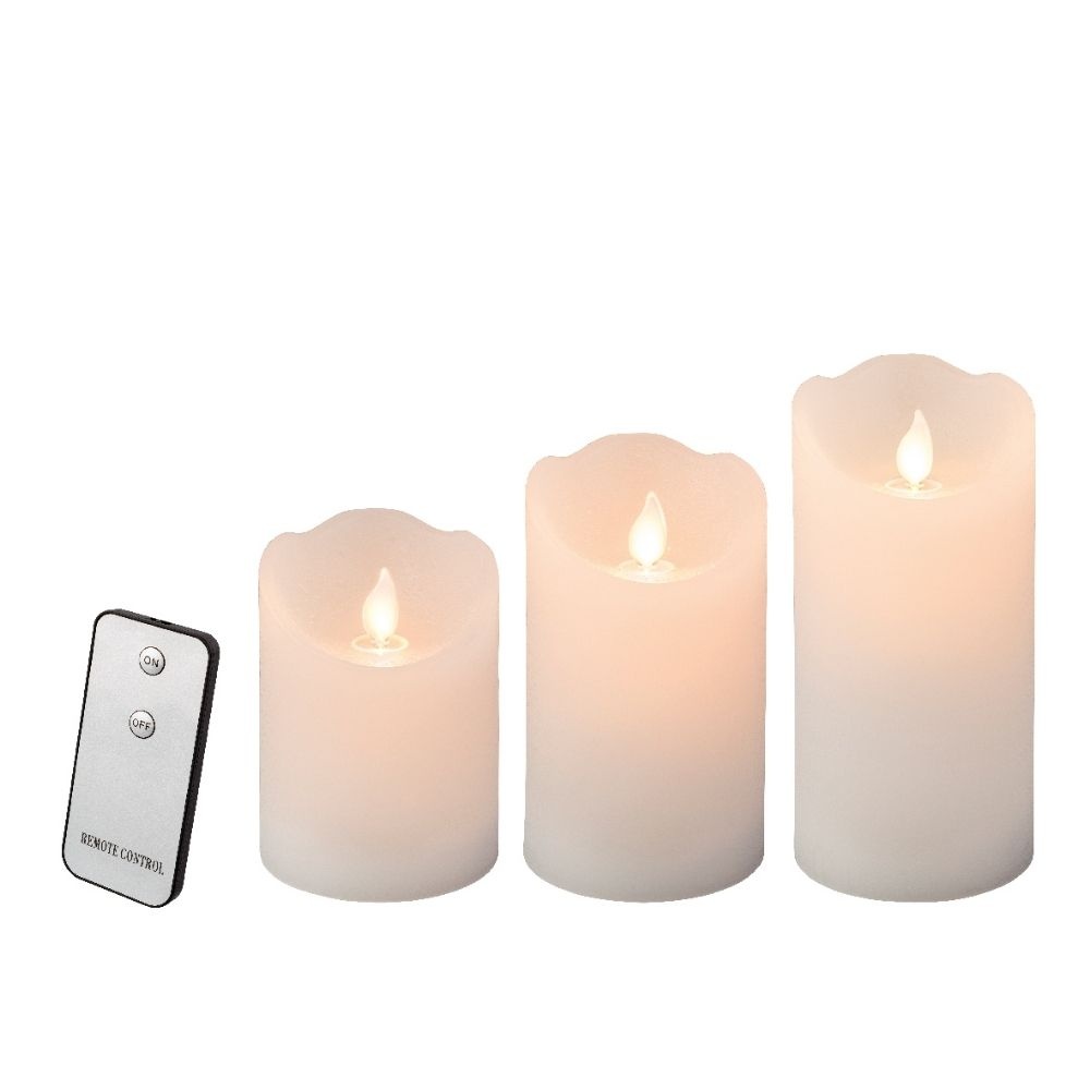 LED kaars | wax | wit/warm wit met bewegend lampje | ø7,5x15 / 12,5 / 10cm