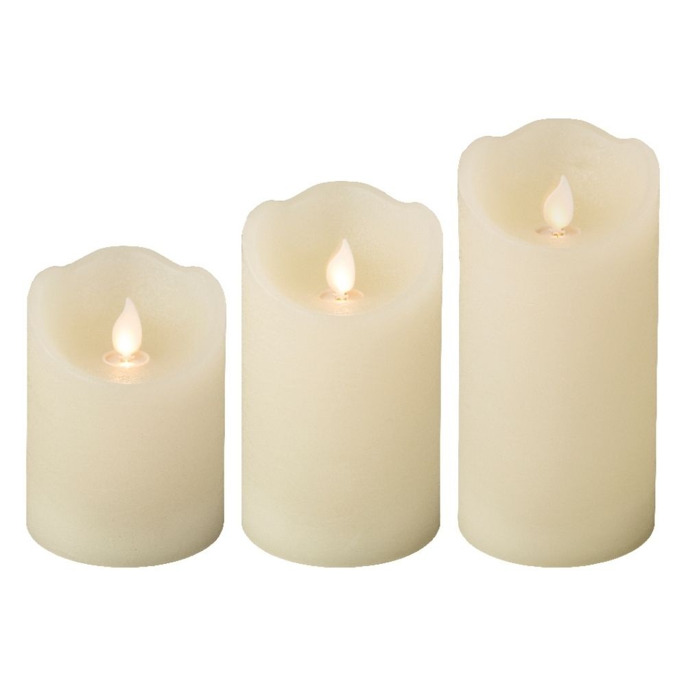 LED kaarsen set van 3 | wax | crème/warm wit | ø7,5x15/10/12,5cm