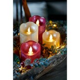LED kaars | wax | kerstrood/warm wit met bewegend lampje | ø7,5x12,5cm