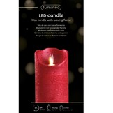 LED kaars | wax | kerstrood/warm wit met bewegend lampje | ø7,5x12,5cm