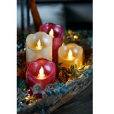 LED kaars | wax | kerstrood/warm wit met bewegend lampje | ø7,5x15cm