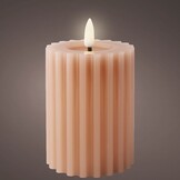 LED kaars | wax | lichtroze/warm wit | ø7,5x12,3cm