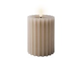 LED kaars | wax | lichtgrijs/warm wit | ø7,5x12,3cm