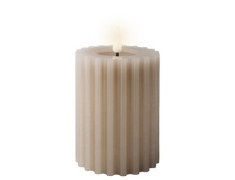LED kaars | wax | lichtgrijs/warm wit | ø7,5x12,3cm