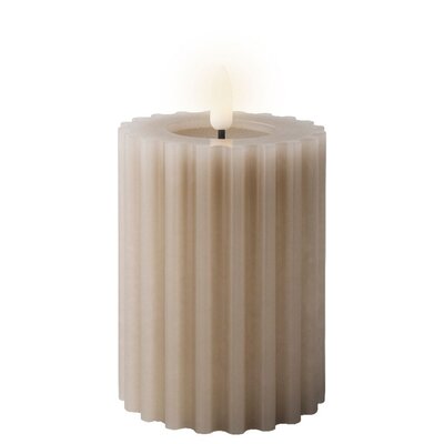 LED kaars | wax | lichtgrijs/warm wit | ø7,5x12,3cm