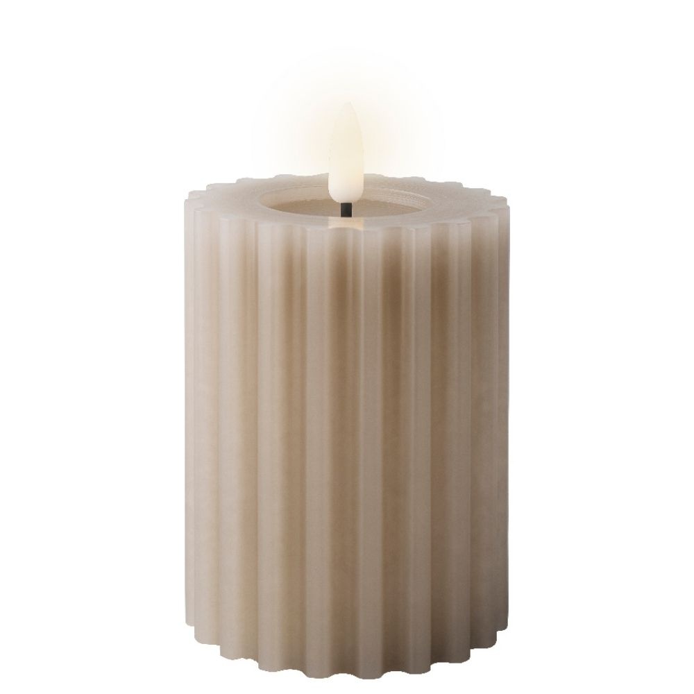 LED kaars | wax | lichtgrijs/warm wit | ø7,5x12,3cm