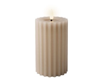 LED kaars | wax | lichtgrijs/warm wit | ø7,5x14,8cm