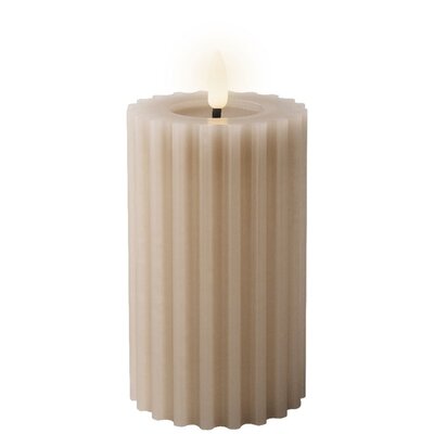 LED kaars | wax | lichtgrijs/warm wit | ø7,5x14,8cm