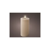LED kaars | wax | lichtgrijs/warm wit | ø7,5x17,3cm