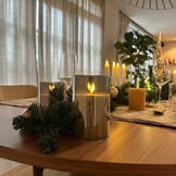 LED kaars | glas & wax | rookgrijs/warm wit | ø10x17,5cm