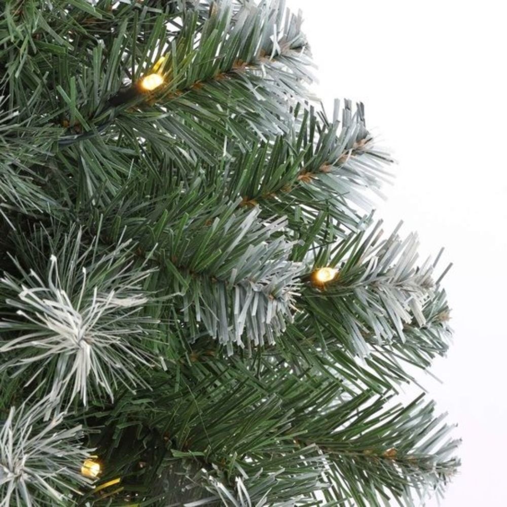 Norton frosted kerstboompje in jute zak 45xø20cm | groen met sneeuw details & 10 LED lampjes