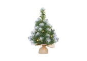 Norton frosted kerstboompje in jute zak 45xø20cm | groen met sneeuw details & 10 LED lampjes