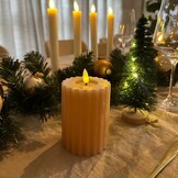 LED kaars | wax | lichtroze/warm wit | ø7,5x12,3cm