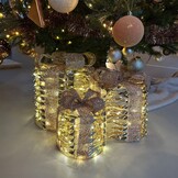 Cadeauset met verlichting | 3 stuks | goud | 30cm