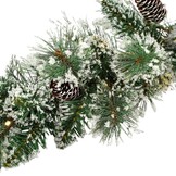 Vandans kerstguirlande | groen met LED lampjes & dennenappels | 180cm