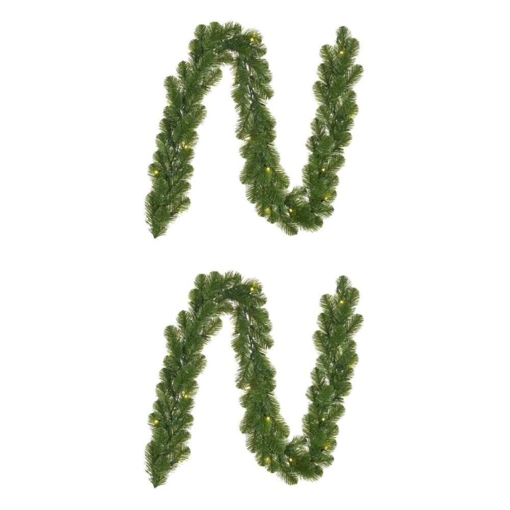 Norton kerstguirlande set van 2 | groen met LED lampjes | 180cm