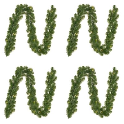 Norton kerstguirlande set van 4 | groen met LED lampjes | 180cm