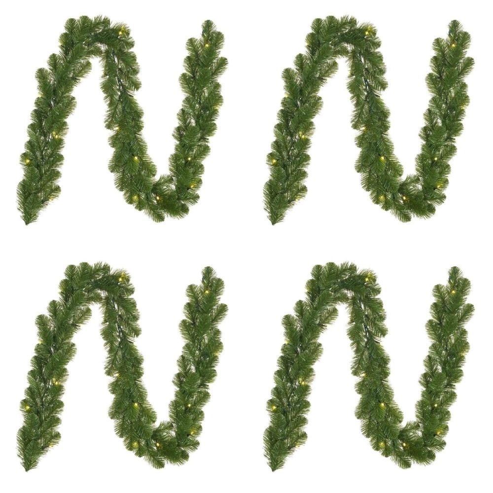 Norton kerstguirlande set van 4 | groen met LED lampjes | 180cm