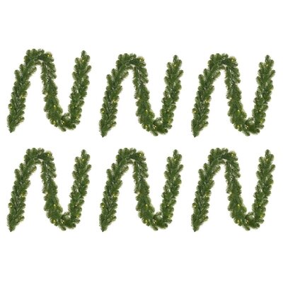 Norton kerstguirlande set van 6 | groen met LED lampjes | 180cm