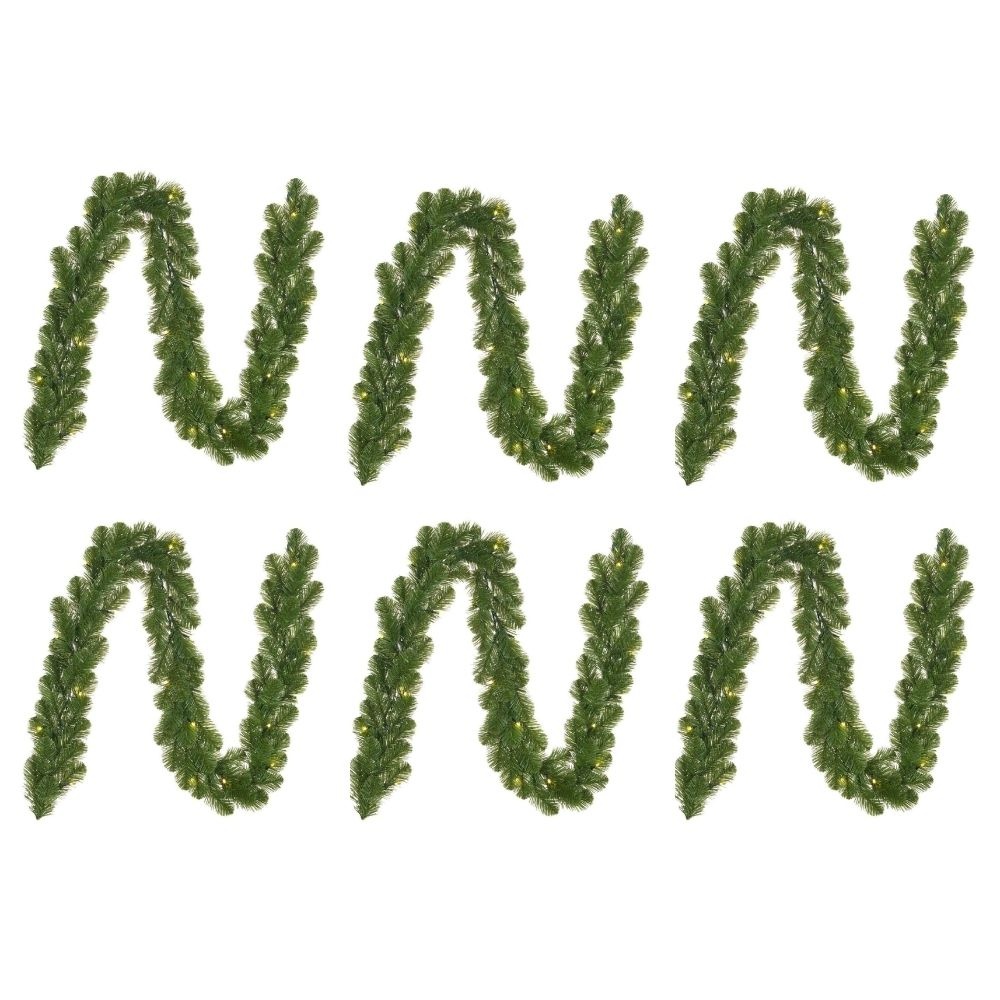Norton kerstguirlande set van 6 | groen met LED lampjes | 180cm
