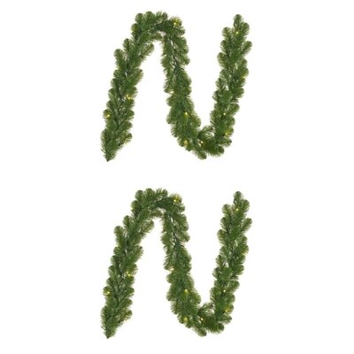 Norton kerstguirlande set van 2 | groen met LED lampjes | 270cm