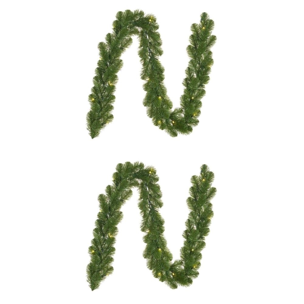Norton kerstguirlande set van 2 | groen met LED lampjes | 270cm