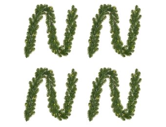 Norton kerstguirlande set van 4 | groen met LED lampjes | 270cm
