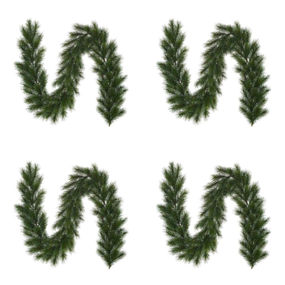 Glendon kerstguirlande set van 4 | groen met bevroren details | 180cm