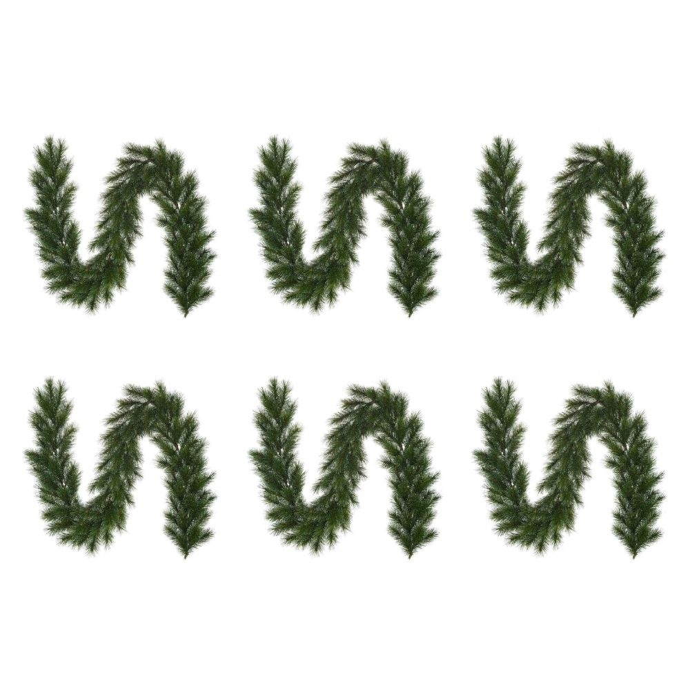 Glendon kerstguirlande set van 6 | groen met bevroren details | 180cm