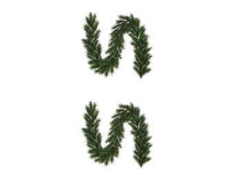 Glendon kerstguirlande set van 2 | groen met bevroren details | 270cm