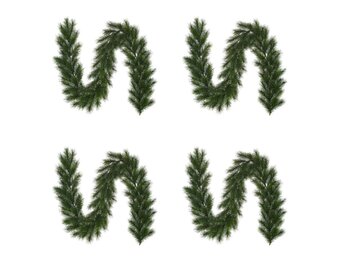 Glendon kerstguirlande set van 4 | groen met bevroren details | 270cm