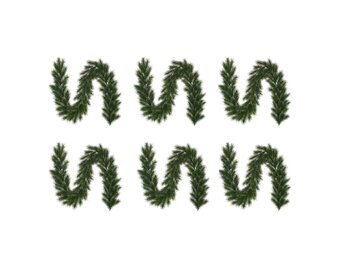 Glendon kerstguirlande set van 6 | groen met bevroren details | 270cm