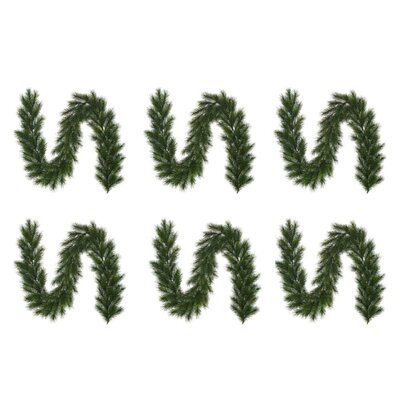 Glendon kerstguirlande set van 6 | groen met bevroren details | 270cm