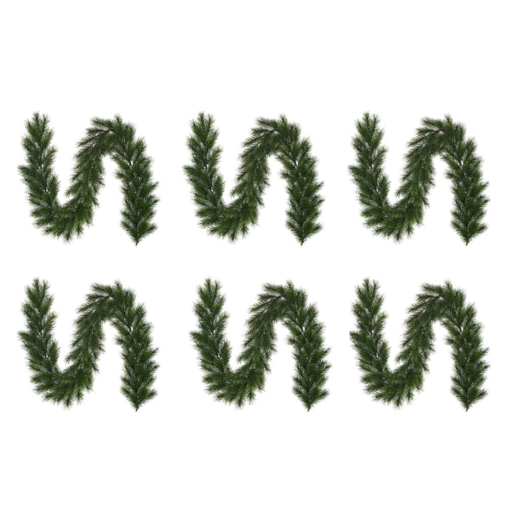 Glendon kerstguirlande set van 6 | groen met bevroren details | 270cm