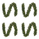 Glendon kerstguirlande set van 4 | groen met bevroren details & LED lampjes | 180cm