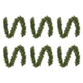 Glendon kerstguirlande set van 6 | groen met bevroren details & LED lampjes | 180cm